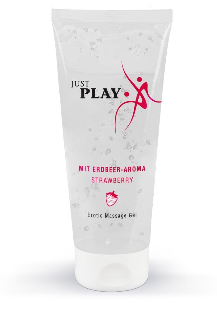 Just Play Erotic Massage Gel with a Strawberry Scent, massaažigeel maasikaga, 200ml