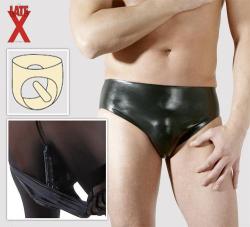 Latex Briefs, anaaldildoga püksid lateksist, S,M,L,XL