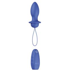 B SWISH - BFILLED CLASSIC VIBRATING PLUG DENIM, klassikaline plug puldiga, teksasinine